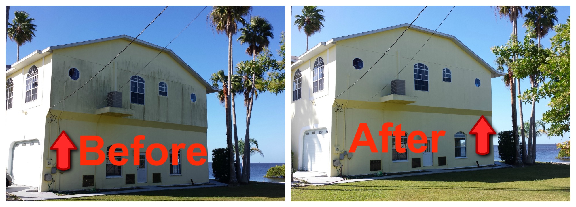 House before and after power washing