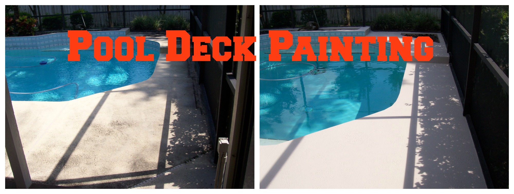 Pool deck before and after Painting  